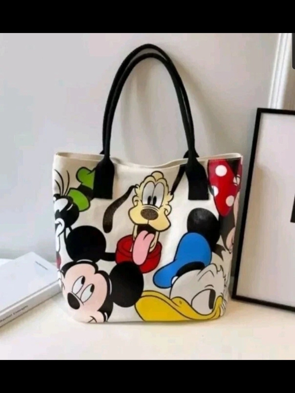 Disney Canvas Tote Bag in White, Black, Red, Blue, Yellow